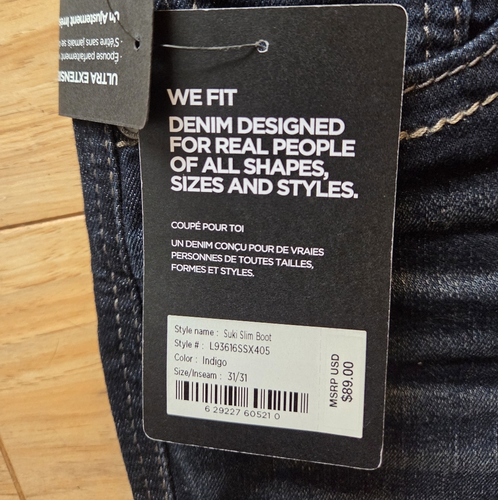 Silver Jeans Suki Curvy Fit Mid Rise Slim Boot Jeans 31x31 NWT - Picture 7 of 11